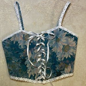 Alivila.y Lace Trim Tapestry Large Corset Bustier